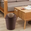 Large creative and fashionable living room wastebasket, household bathroom and kitchen garbage storage basket, rattan woven flap trash can Specification image